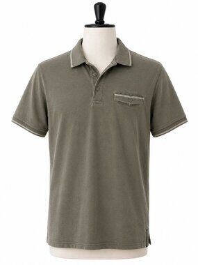 APT. 9 Men's Polo Shirt Small Olive Green Pocket Short Sleeve Casual